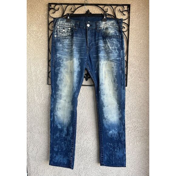True Religion Straight With Flaps Indigo Camo - Size 38 - Blue - Picture 1 of 8